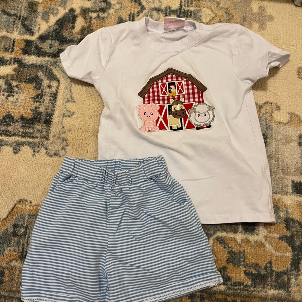 Stitchy fish Kids Farm Animal Matching Set - White and Blue